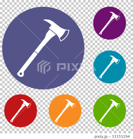 Firefighter axe icons set 33155294