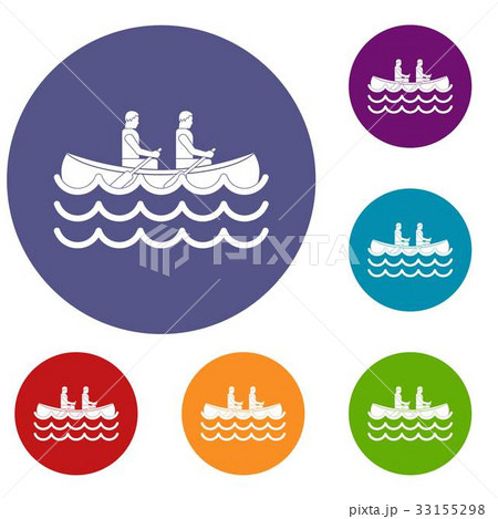 Canoeing icons set Canoeing icons set 33155298