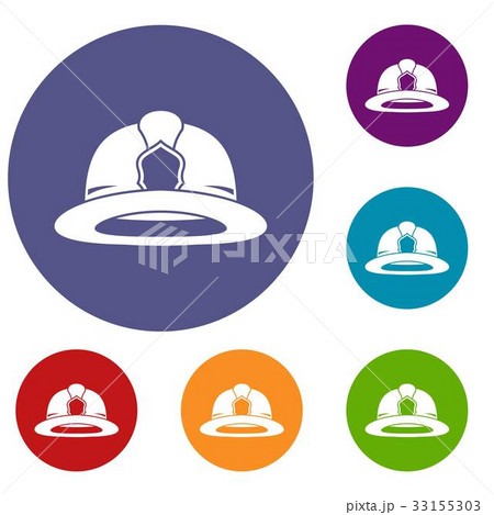 Fireman helmet icons set 33155303