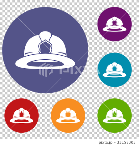 Fireman helmet icons set 33155303