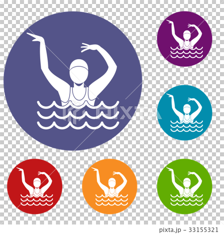 Swimmer in a swimming pool icons set Swimmer in a swimming pool icons set 33155321