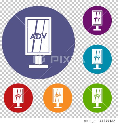 Advertising stand icons set 33155482