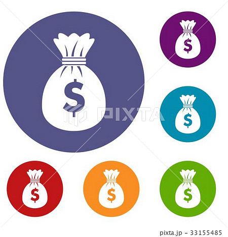 Bag with dollars icons set Bag with dollars icons set 33155485
