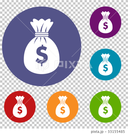 Bag with dollars icons set Bag with dollars icons set 33155485