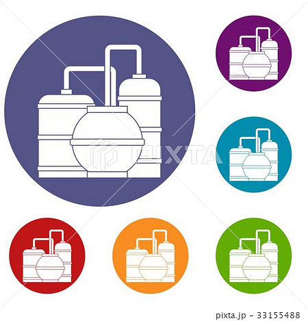 Gas storage tanks icons set 33155488