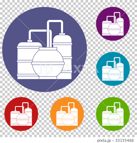 Gas storage tanks icons set 33155488