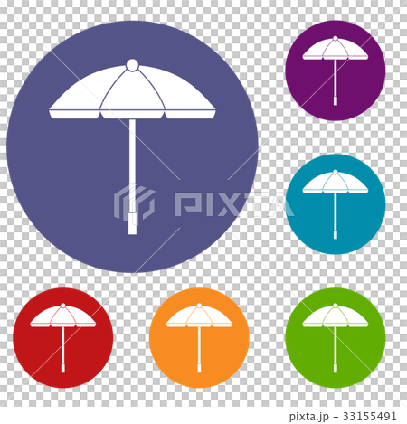 Sun umbrella icons set Sun umbrella icons set 33155491