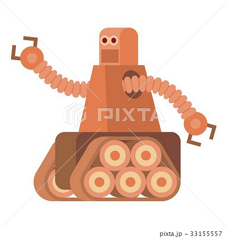 Robot with caterpillar track icon, cartoon style Robot with caterpillar track icon, cartoon style 33155557