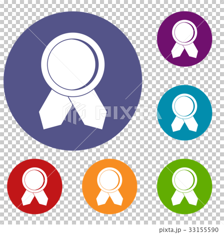 Circle badge wih ribbons icons set Circle badge wih ribbons icons set 33155590