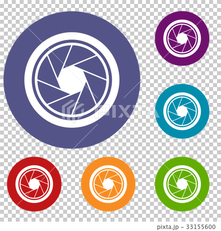 Photographic objective icons set Photographic objective icons set 33155600
