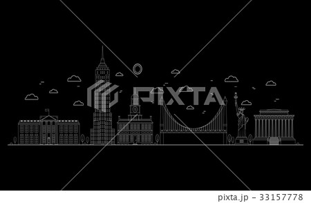 America Thin Line Art. Vector 33157778