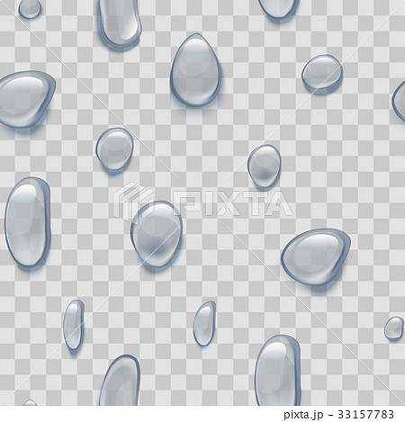 Water Pure Drops on Transparent Background. Vector 33157783