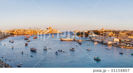 View across Marsamxett from Sliema, Malta. 33158807