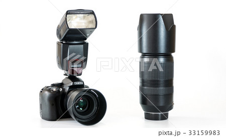 Group of digital camera with lens and flash Group of digital camera with lens and flash 33159983