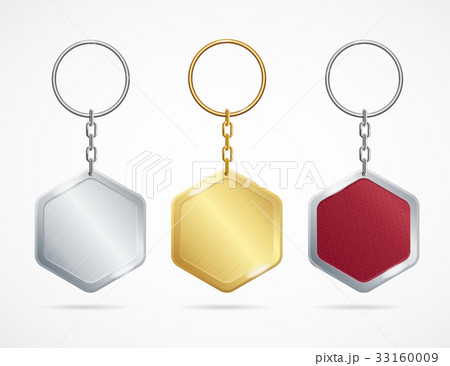 Realistic Metal and Plastic Keychains Set Rhombus 33160009