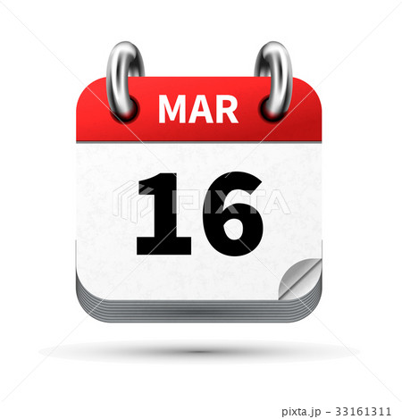 icon of calendar with 16 march date on white icon of calendar with 16 march date on white 33161311
