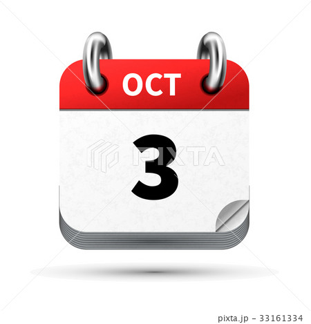 icon of calendar with 3 october date on white 33161334