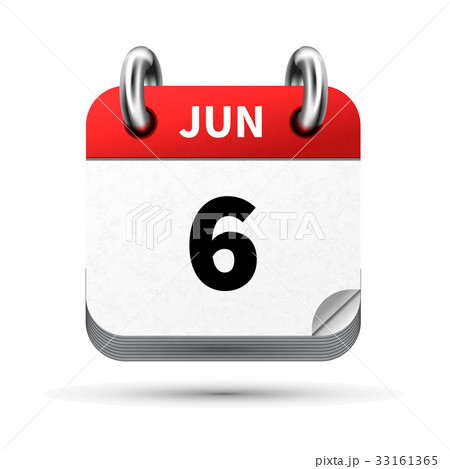 icon of calendar with 6 june date on white 33161365