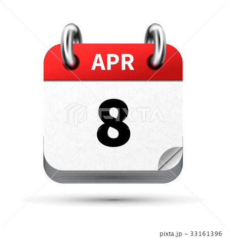 icon of calendar with 8 april date on white 33161396