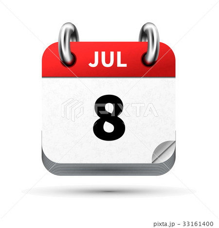 icon of calendar with 8 july date on white 33161400