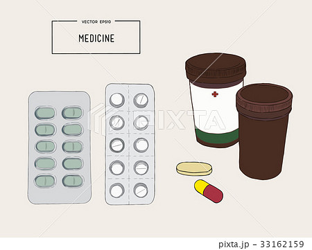 Medical bottles with pills, capsules vector. Medical bottles with pills, capsules vector. 33162159