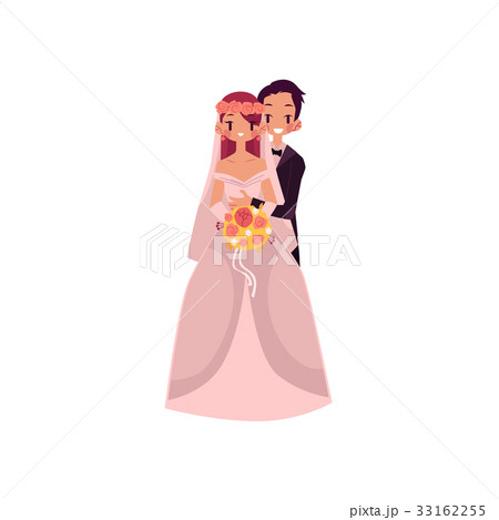 Vector groom and bride hug each other isolated Vector groom and bride hug each other isolated 33162255