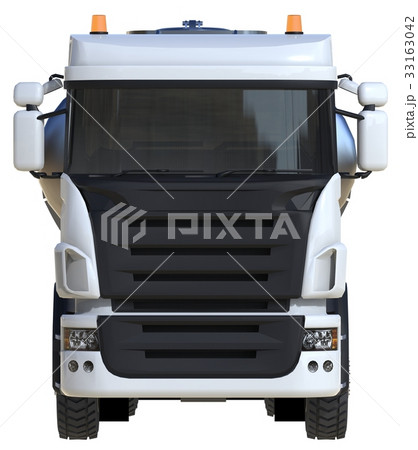 Large white truck tanker with a polished metal 33163042