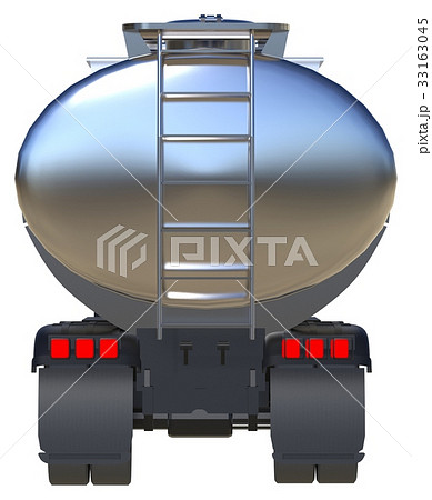 Large white truck tanker with a polished metal 33163045