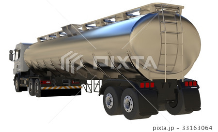 Large white truck tanker with a polished metal 33163064