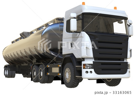 Large white truck tanker with a polished metal 33163065