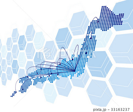 Japan Map Network Vectorのイラスト素材