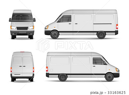 Isolated commercial delivery vehicle set. White Isolated commercial delivery vehicle set. White 33163625