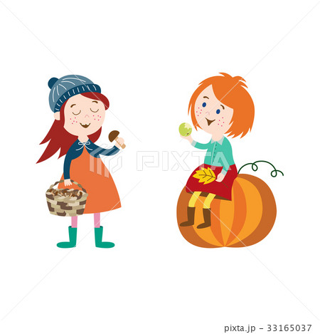 vector children doing autumn activity set 33165037