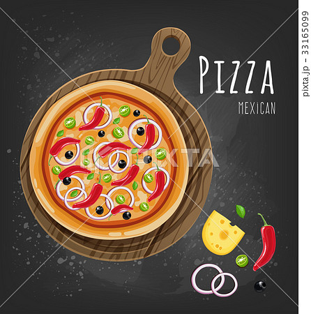 Set of italian Pizza on wooden boards. 9 items Set of italian Pizza on wooden boards. 9 items 33165099