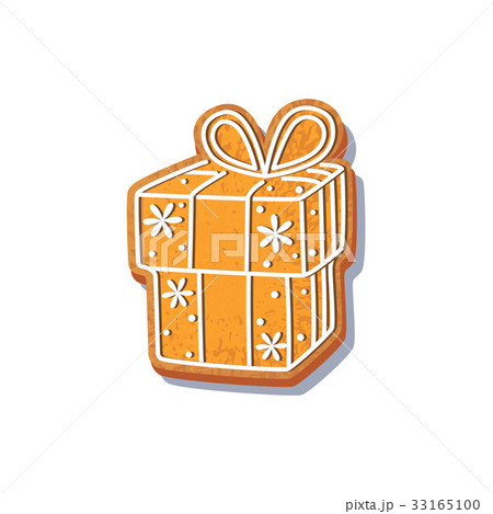 Gingerbread gift cookie vector isolated 33165100