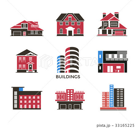 Digital vector black red city buildings 33165225