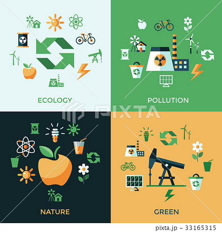 Digital vector green ecology icons 33165315