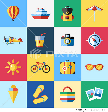 Digital vector blue red beach travel 33165643