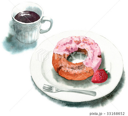 コーヒーとストロベリーファッションドーナツ コーヒーとストロベリーファッションドーナツ 33168652
