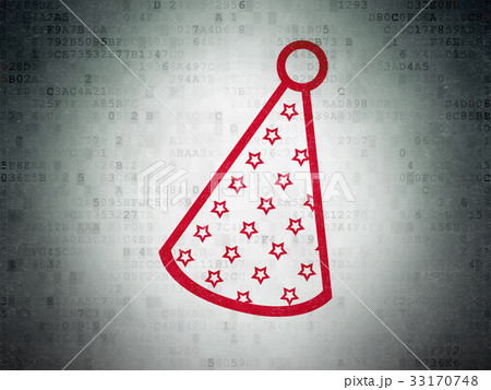 Holiday concept: Party Hat on Digital Data Paper 33170748