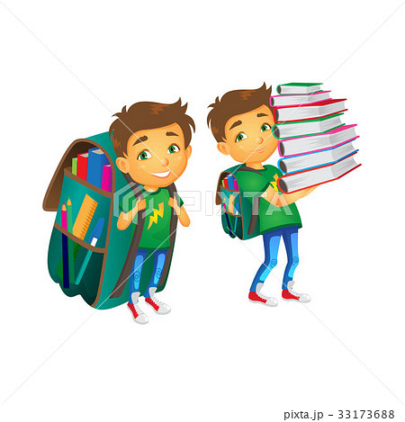 vector boys with big school bags set 33173688
