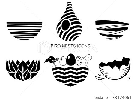 Set bird nests icons 33174061