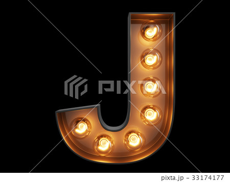 Light bulb alphabet character J font 33174177