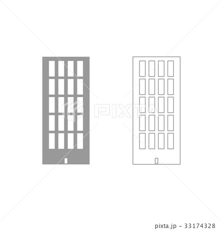 Sky tower building grey set icon . 33174328
