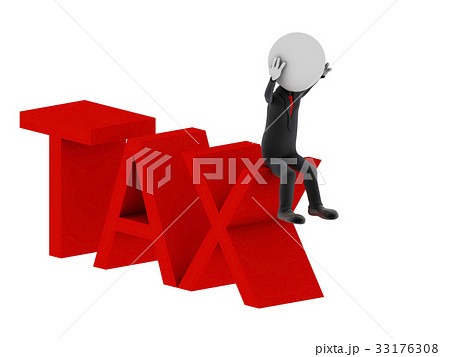Tax. 3d illustration of human character. Tax. 3d illustration of human character. 33176308