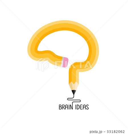 Yellow pencil in the shape of a human brain.  33182062