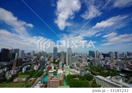 夏の東京の俯瞰 芝から虎ノ門・丸の内方向 超広角 2017年 夏の東京の俯瞰 芝から虎ノ門・丸の内方向 超広角 2017年 33185232