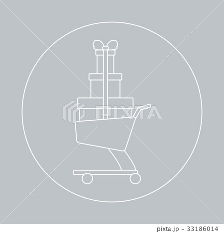 Stylized icon of shopping cart with gifts. 33186014