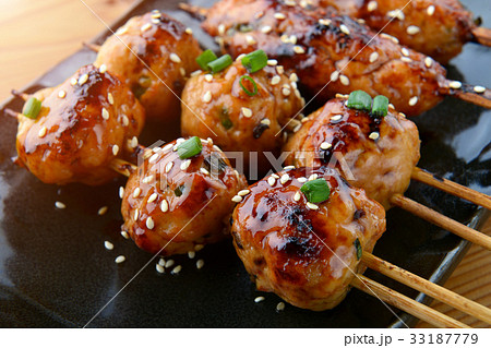 japanese meatball grill  or tsukune. 33187779