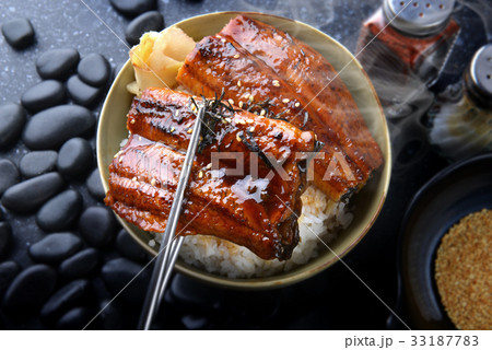 Japanese eel grilled with rice or Unagi don. 33187783